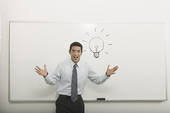 excited man with light bulb